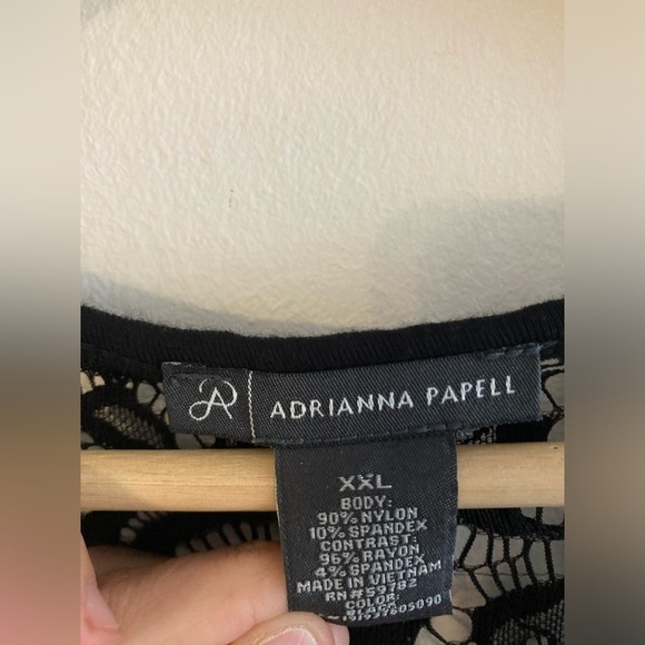 Adrianna Papell Black Lace Sleeveless Top Lined Layered Fairy Whimsigoth XXL 2X - Picture 3 of 5